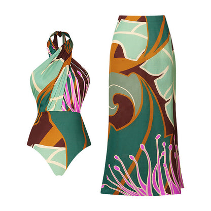 Print Halterneck One-Piece Swimsuit