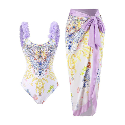 Print Skirted One-Piece Swimsuit