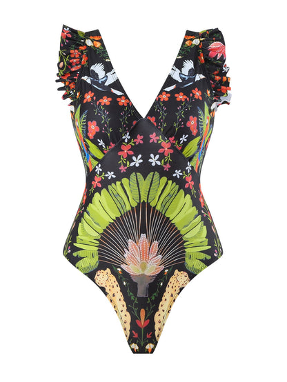 Print Modest One-Piece Swimsuit