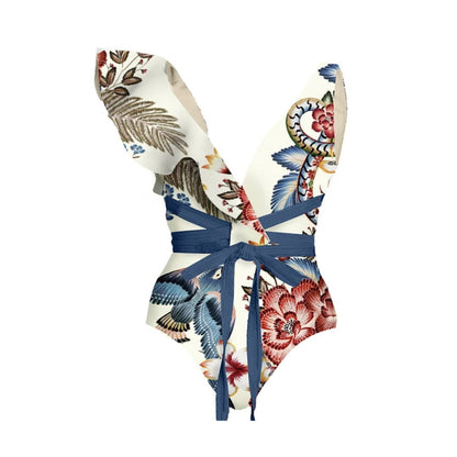 Ruffle One-Shoulder One-Piece Swimsuit