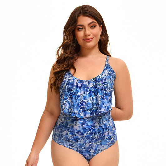 Print Ruffle One-Piece Swimsuit
