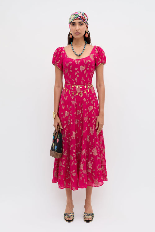 Remi - Floral Spark Jacquard Magenta Pink