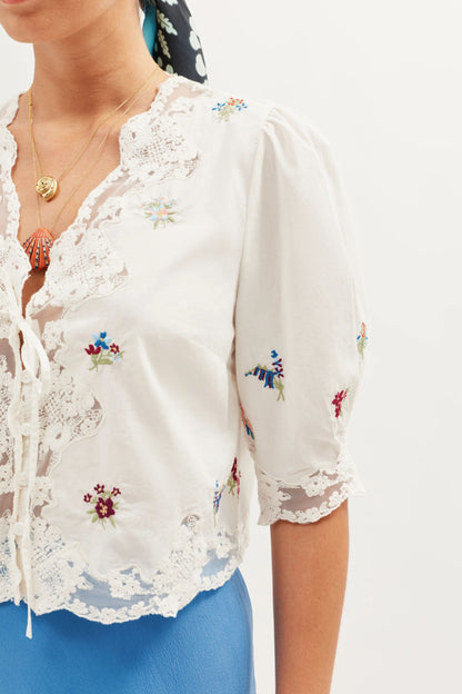 Ursula  -  Bud Embroidery White