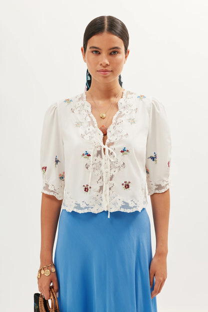 Ursula  -  Bud Embroidery White