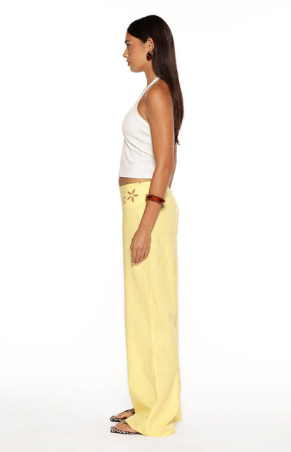 Alamara Yellow Floral Detail Wide Leg Pants