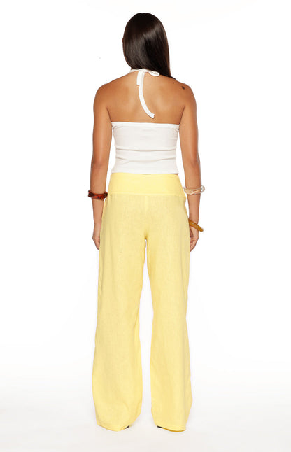 Alamara Yellow Floral Detail Wide Leg Pants