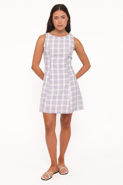 Circe Mini Dress - Light Blue Plaid