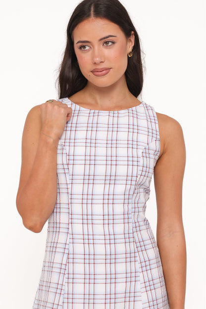 Circe Mini Dress - Light Blue Plaid
