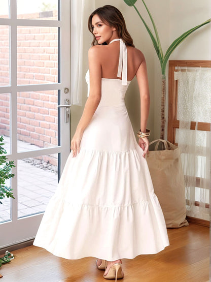 Twist Front Cutout Tiered Maxi Dress