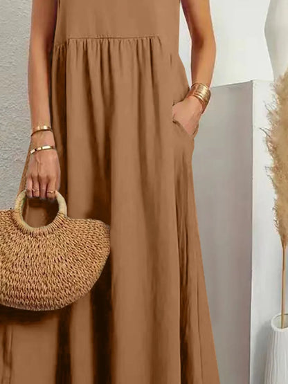 Full Size V-Neck Sleeveless Dress with Pockets Plus Size