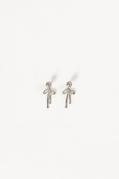 Elena Bow Earrings - Silver