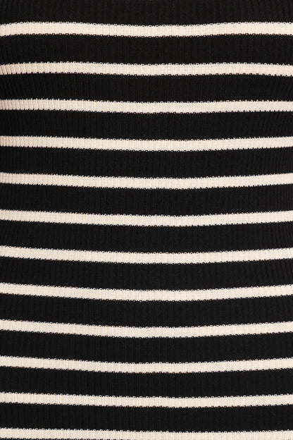Arabella Knit Dress - Black Beige Stripe
