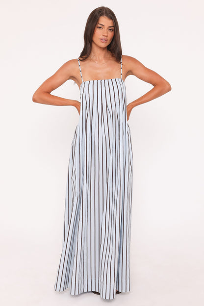 Arletta Maxi Dress - Blue/Brown Stripe