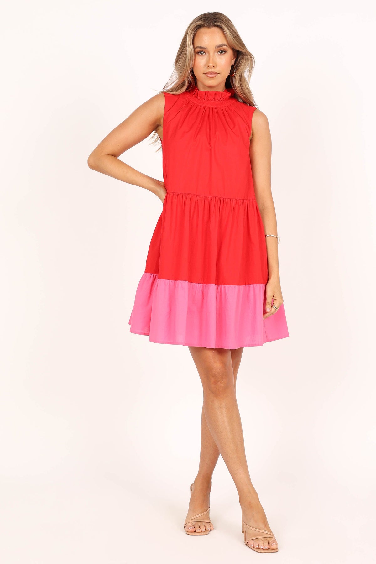 Bradshaw Tiered Mini Dress - Red/Pink