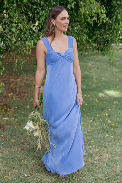 Dolores Pleated Maxi Dress - Cornflower Blue