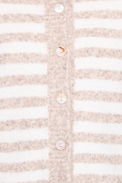 Dean Striped Cardigan - White/Beige