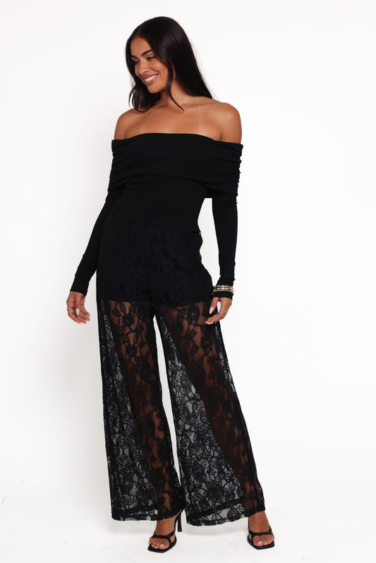 Alina Lace Pant Set - Black