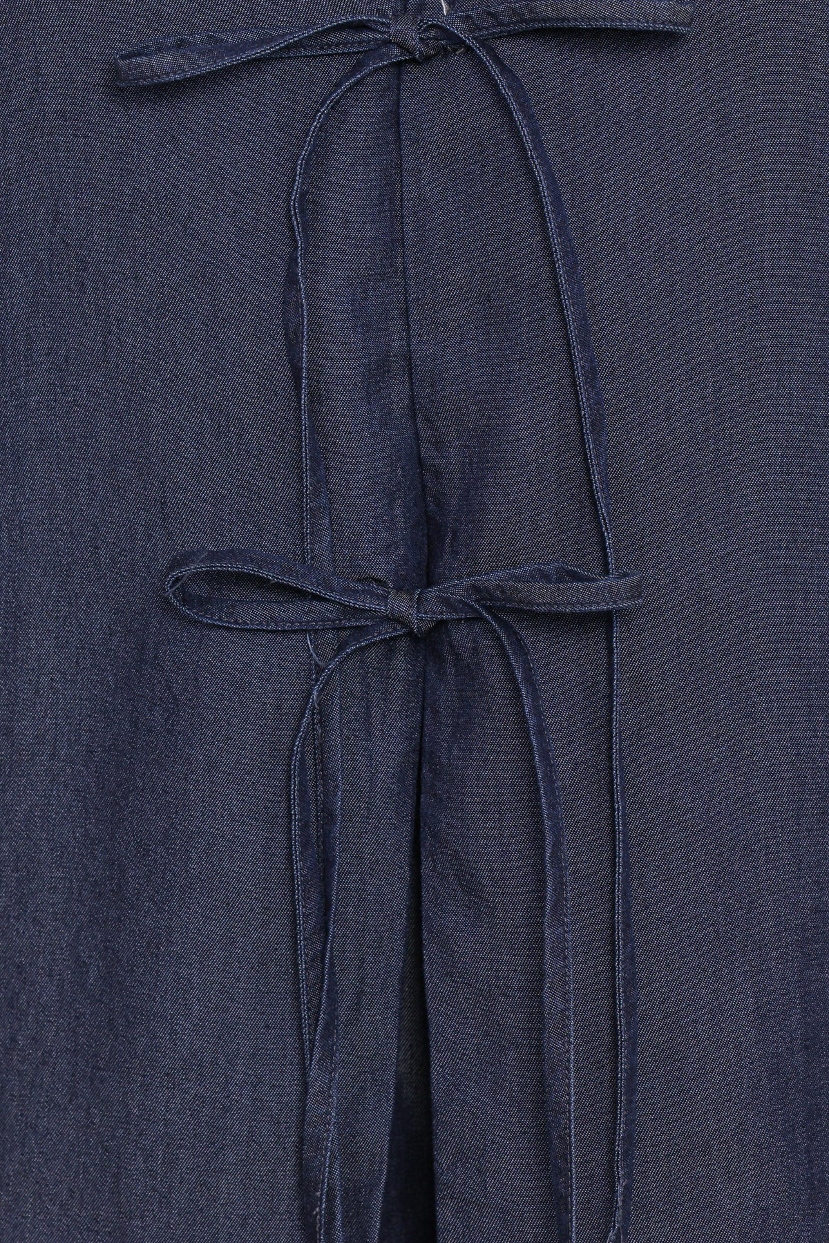 Aaliyah Chambray Tie Front Top - Dark Wash