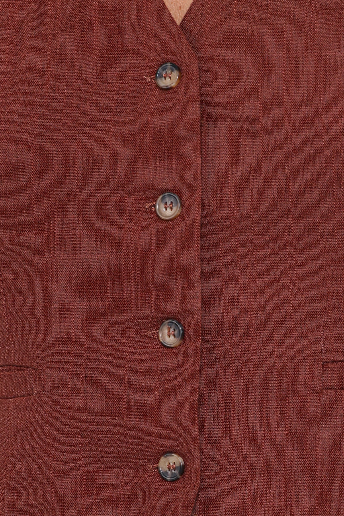 Bell Linen Vest - Brown