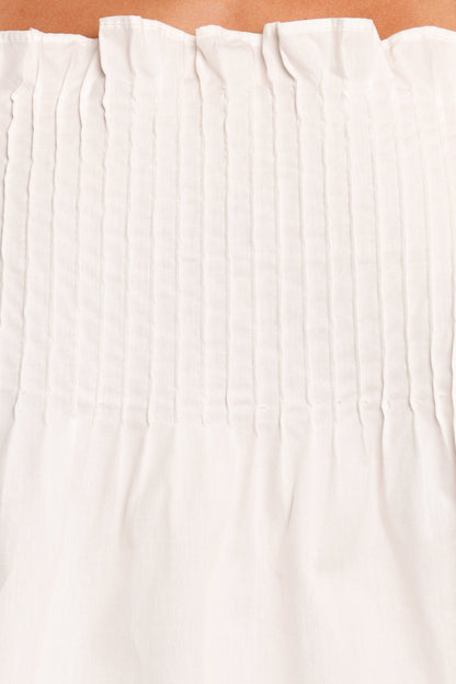 Carson Pleated Top - White