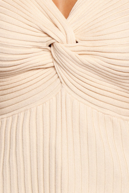 Demi Twist Detail Knit Top - Cream
